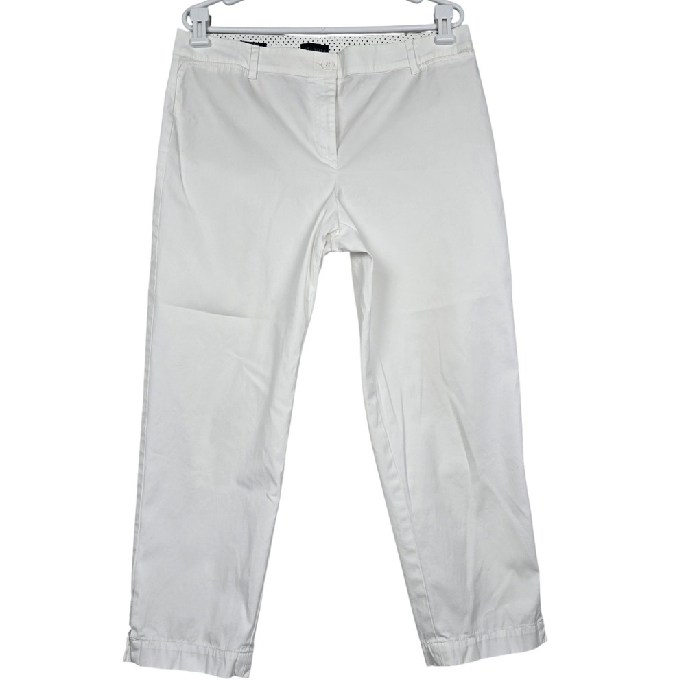 Talbots Perfect Crop Pant White Cotton Stretch Straight Leg Trousers Size 12